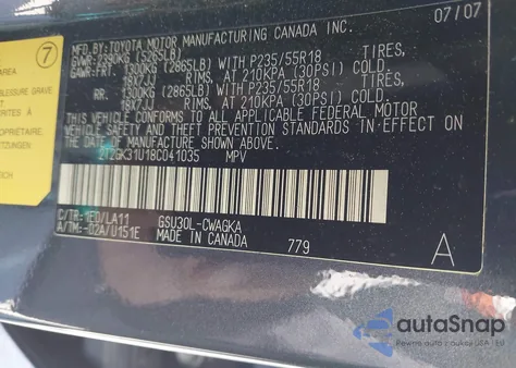 2008 Lexus Rx 350 z USA, uszkodzony, nr VIN 2T2GK31U18C041035